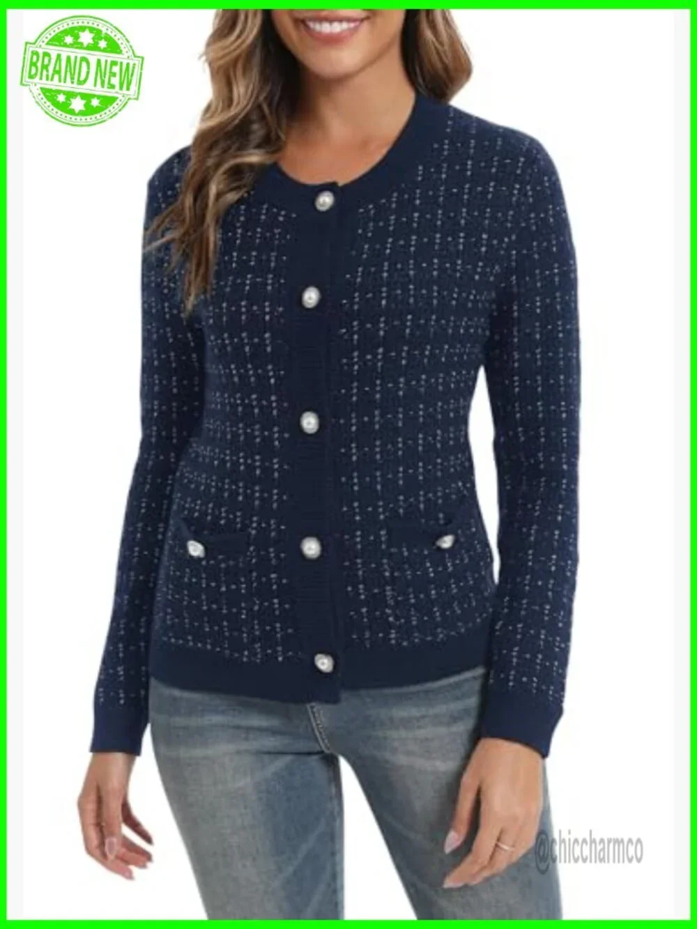 Open Front Button Down Knit Cropped Cardigan Sweater Jacket